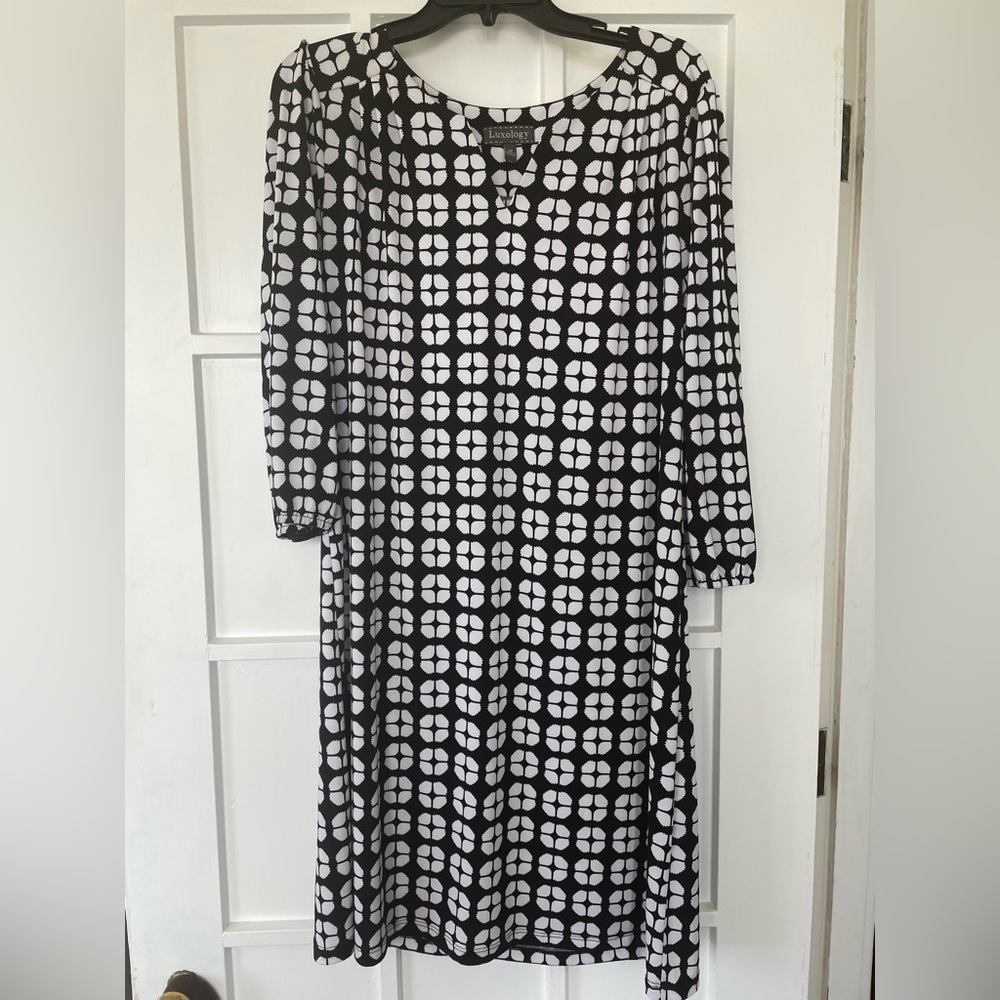 Luxology Dress Navy & White Size 12 Women.